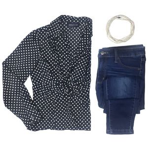 Polka Dot Fitted Blouse -SP- Jones New York